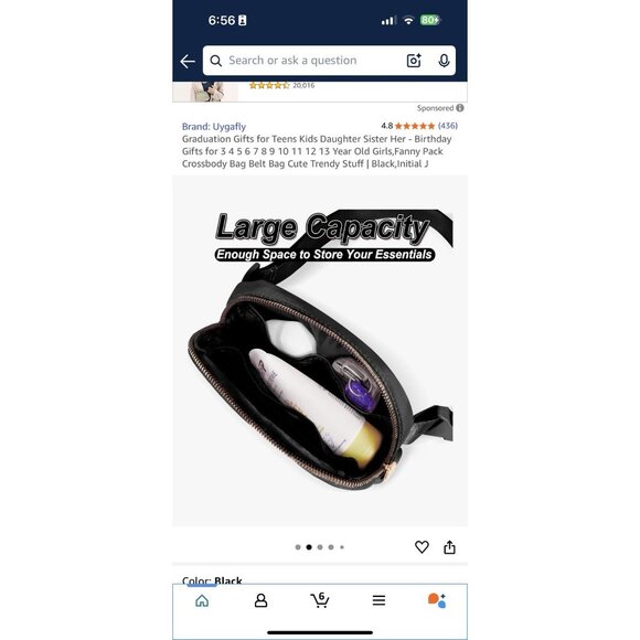 Fanny Pack Or Crossbody, Shoulder Bag Has Initial “J” With Sparkle On Black - Picture 2 of 5